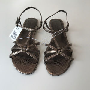 ISAAC MIZRAHI LIZ BRONZE SNAKE SANDALS, 8 1/2, NEW